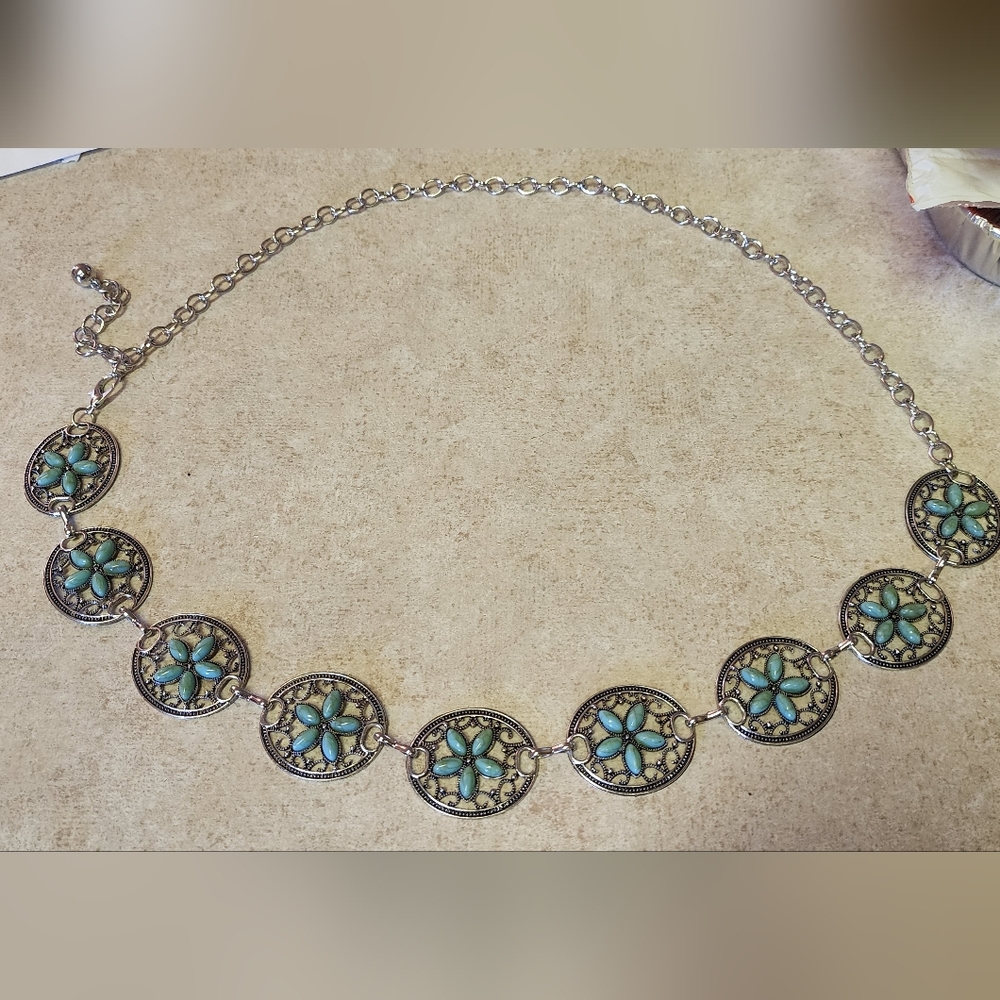 Western Turqouise Chain Concho belt